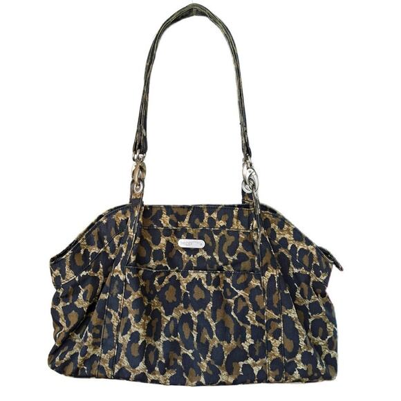 Baggallini Baby Hampton Bag in Animal Print - Black Brown Satchel Travel Pockets - Picture 1 of 7